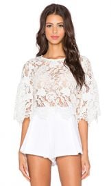 Alexis Valery Bell Sleeve Crop Top in White Lace at Revolve