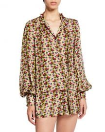 AlexisLondyn Tie-Neck Geo-Print Top at Neiman Marcus