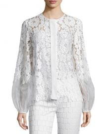 AlexisSue Long-Sleeve Lace Blouse  White at Neiman Marcus