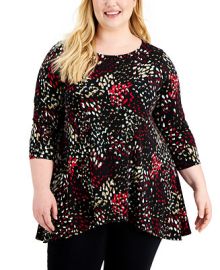 Alfani Plus Size Printed Swing Top Created for Macys - Macys at Macys