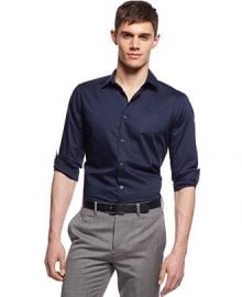 Alfani RED Slim-fit Holden Stretch Solid Shirt in navy at Macys