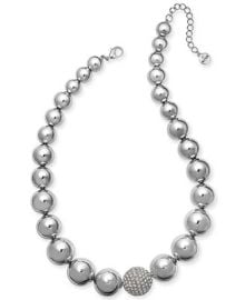 Alfani Silver-Tone Crystal Accent Bubble Statement Necklace 17 2 extender Created for Macys - Macys at Macys