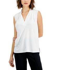 Alfani Womens Pleated V-Neck Sleeveless Top Created for Macys - Macys at Macys