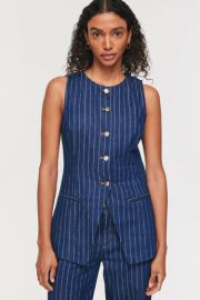 Algne Leo Denim Pinstripe Waistcoat at Aligne