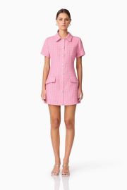 Alia Short Sleeve Mini Dress in Pink Tweed Fabrication Elliatt at Elliatt