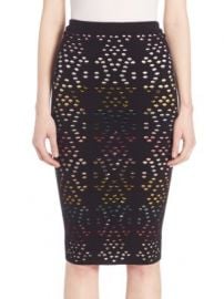 Alice   Olivia - Ani Pointelle Pencil Skirt at Saks Off 5th