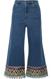 Alice   Olivia   Beta cropped embroidered high-rise wide-leg jeans at Net A Porter