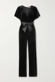 Alice   Olivia - Breanna belted wrap-effect velvet jumpsuit at Net A Porter