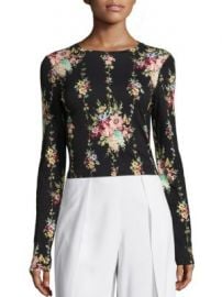 Alice   Olivia - Delaina Floral-Print Cropped Top at Saks Fifth Avenue