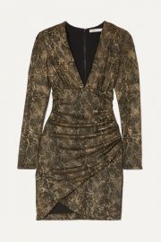 Alice   Olivia - Diaz ruched metallic snake-print crepe mini dress at Net A Porter