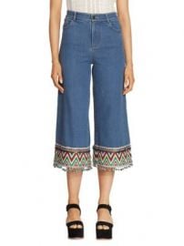 Alice   Olivia - Embroidered Cropped Jeans at Saks Off 5th