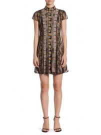 Alice   Olivia - Gwyneth High Neck Floral A-Line Dress at Saks Fifth Avenue