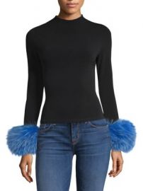 Alice   Olivia - Haylen Fur Cuff Top at Saks Fifth Avenue