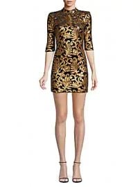 Alice   Olivia - Inka Strong Shoulder Mockneck Dress at Saks Off 5th