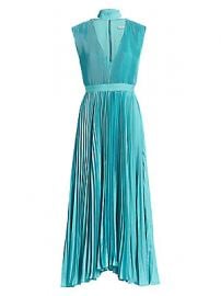 Alice   Olivia - Joleen Pleated V-Neck Midi Dress at Saks Fifth Avenue