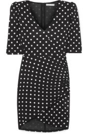 Alice   Olivia - Judy ruched polka-dot stretch-jersey mini dress at Net A Porter