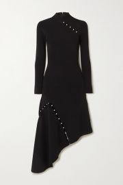 Alice   Olivia - Kam asymmetric faux pearl-embellished stretch-cady dress at Net A Porter