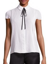 Alice   Olivia - Kelsey Pleated Tie-Neck Blouse at Saks Fifth Avenue