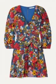 Alice   Olivia - Kerri floral-print silk crepe de chine wrap-effect mini dress at Net A Porter