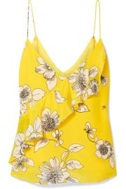 Alice   Olivia - Lavonia ruffled floral-print silk crepe de chine camisole at Net A Porter