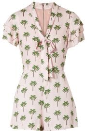 Alice   Olivia   Macall pussy-bow printed washed-crepe playsuit at Net A Porter