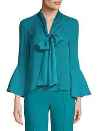 Alice   Olivia - Meredith Bell Sleeve Tie-Neck Chiffon Blouse at Saks Off 5th