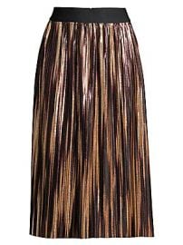 Alice   Olivia - Mikaela Metallic Pleated Midi Skirt at Saks Fifth Avenue