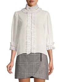 Alice   Olivia - Mira Embellished Ruffle Blouse at Saks Off 5th