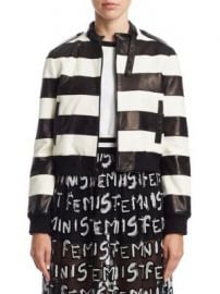 Alice   Olivia - Nixon Striped Leather Jacket at Saks Fifth Avenue