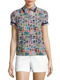 Alice   Olivia - Oswald Printed Silk Shirt at Saks Fifth Avenue