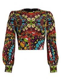 Alice   Olivia - Quilla Floral Silk Crop Blouse at Saks Fifth Avenue