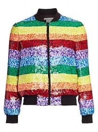 Alice   Olivia - Rainbow Sequin Bomber Jacket at Saks Fifth Avenue