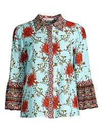 Alice   Olivia - Rana Floral Ruffle Sleeve Blouse at Saks Fifth Avenue