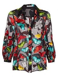 Alice   Olivia - Sheila Butterfly Print Blouson Blouse at Saks Fifth Avenue