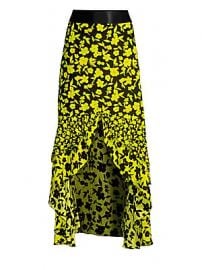 Alice   Olivia - Sueann Silk Ruffle Midi Skirt at Saks Fifth Avenue