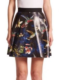 Alice   Olivia - Vernon Printed Leather Skirt at Saks Off 5th