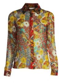 Alice   Olivia - Willa Metallic Floral Shirt at Saks Fifth Avenue