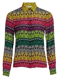 Alice   Olivia - Willa Rainbow Leopard Print Blouse at Saks Fifth Avenue