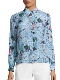 Alice   Olivia - Willa Silk Printed Shirt at Saks Fifth Avenue