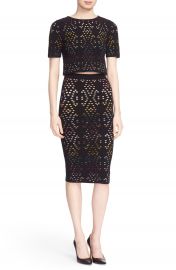 Alice   Olivia   x27 Ines  x27  Multicolor Pointelle Knit Crop Top   Nordstrom at Nordstrom