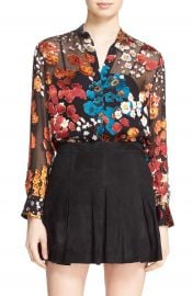 Alice   Olivia  Belle  Floral Print Sheer Oversize Tunic at Nordstrom