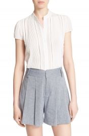 Alice   Olivia  Jaclyn  Pleated Stretch Silk Blouse at Nordstrom