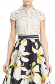 Alice   Olivia  Loni  Lace Cropped Shirt at Nordstrom