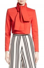 Alice   Olivia Adair Tie Neck Crop Jacket at Nordstrom