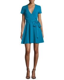 Alice   Olivia Adrianna Short-Sleeve Mock-Wrap Dress at Neiman Marcus