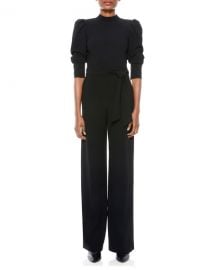 Alice   Olivia Alexis Mock-Neck Tie-Waist Jumpsuit at Neiman Marcus