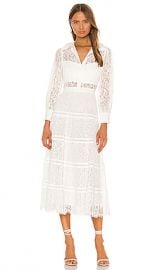 Alice   Olivia Anaya Collared Tiered Dress in Off White from Revolve com at Revolve