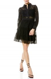 Alice   Olivia Anaya Tiered Fit  amp  Flare Long Sleeve Dress   Nordstrom at Nordstrom