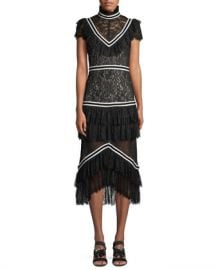 Alice   Olivia Annetta Pleated Tier Ruffle Dress at Neiman Marcus