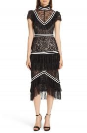 Alice   Olivia Annetta Tiered Lace Midi Dress   Nordstrom at Nordstrom